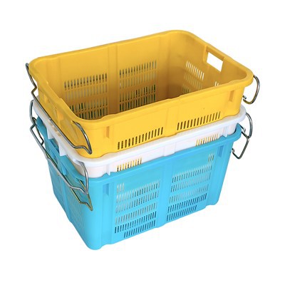 سلال التسوق البلاستيكية بمقبض معدني