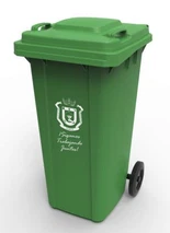 سلة قمامة بلاستيكية للاستخدام الخارجي مع عجلات